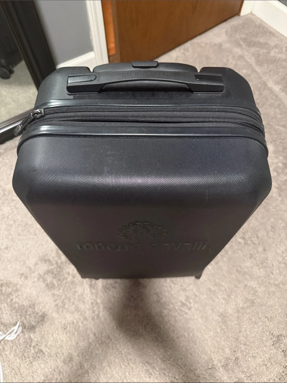 Roberto Cavalli Black Hard-Shell Spinner Carry-On